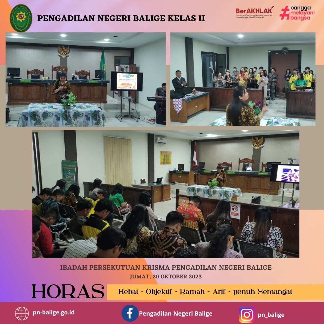 Ibadah Persekutuan KRISMA Pengadilan Negeri Balige pada Hari Jumat 20 Oktober 2023 Ibadah Persekutuan KRISMA Pengadilan Negeri Balige pada Hari Jumat 20 Oktober 2023